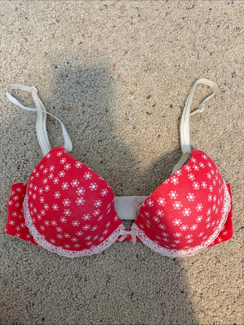aerie Coral Floral Lace-Trim Push-Up Bra